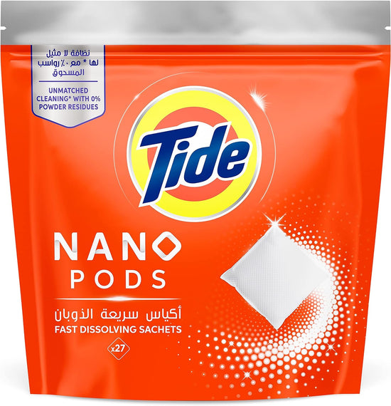 Tide Nano Pods, Tide Fast Dissolving Sachets, Stain-free Clean Laundry, Original Scent, Pack of 27 Sachets