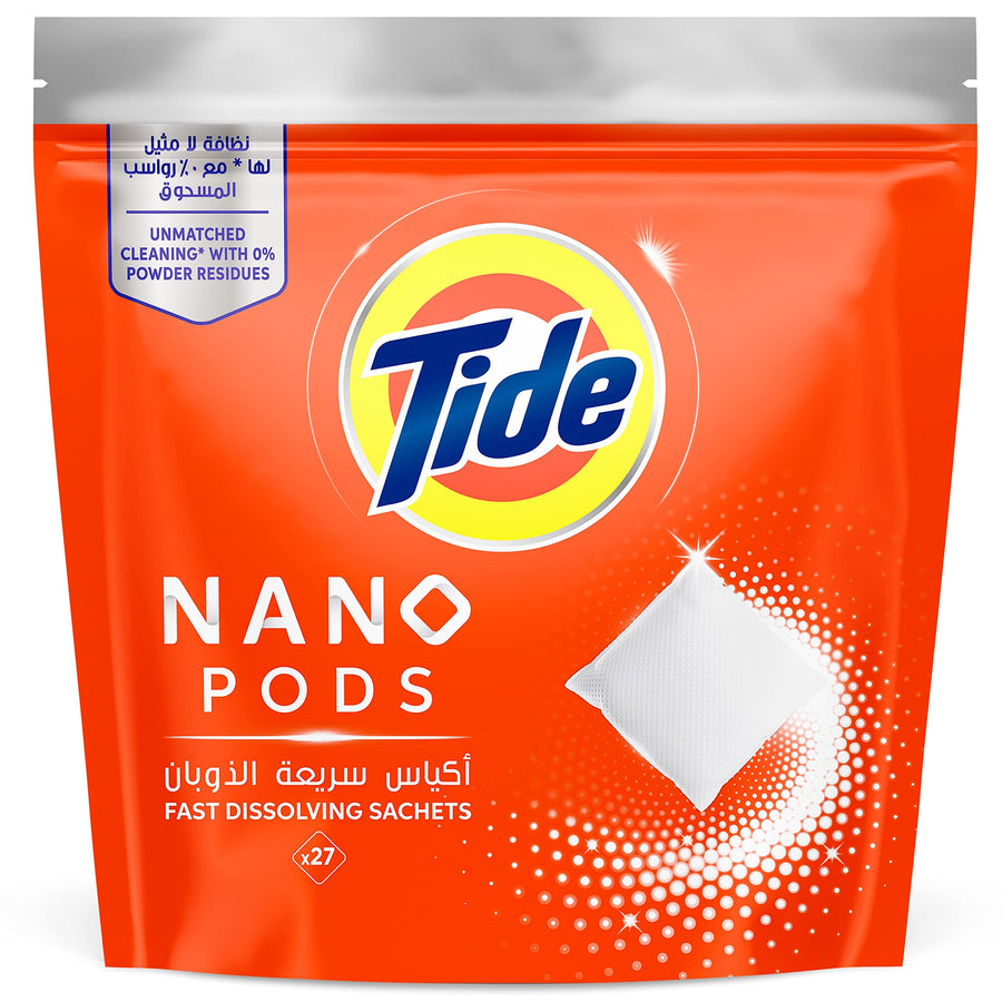 Tide Nano Pods, Tide Fast Dissolving Sachets, Stain-free Clean Laundry, Original Scent, Pack of 27 Sachets