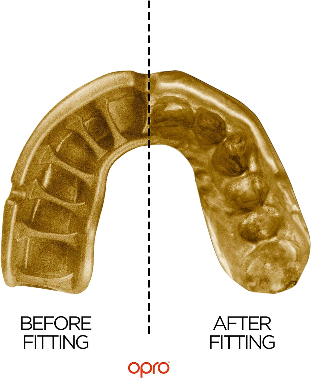 Opro Self Fit UFC Full Pack Gold Mouthguard, Black Metal/Gold