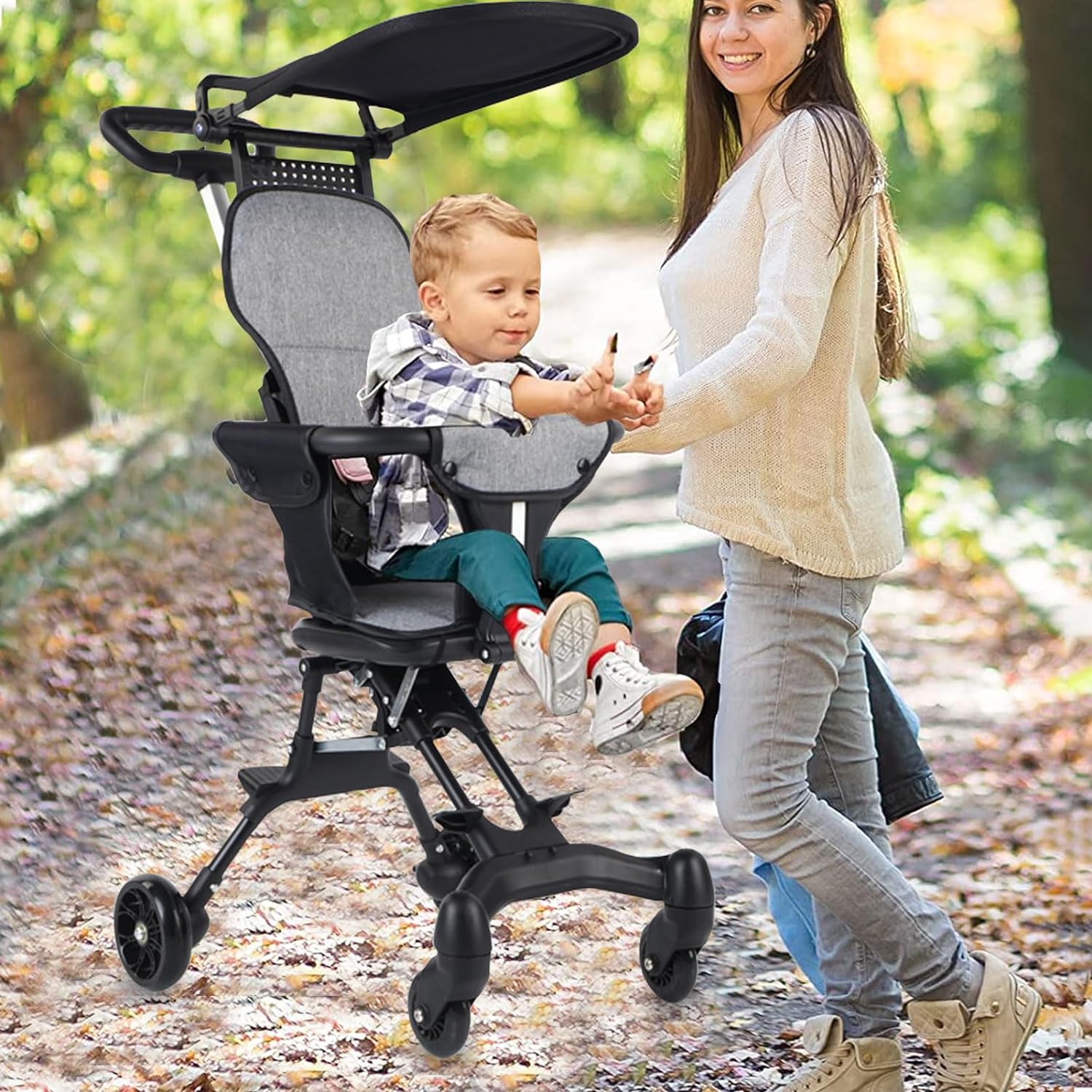 Lightweight Stroller, Convenience Baby Stroller with 360° Two-Way Rotational Seat, Baby Toddler Stroller for Travel, Multi Position Recline, Ultra Compact Fold & Airplane Ready Travel Stroller