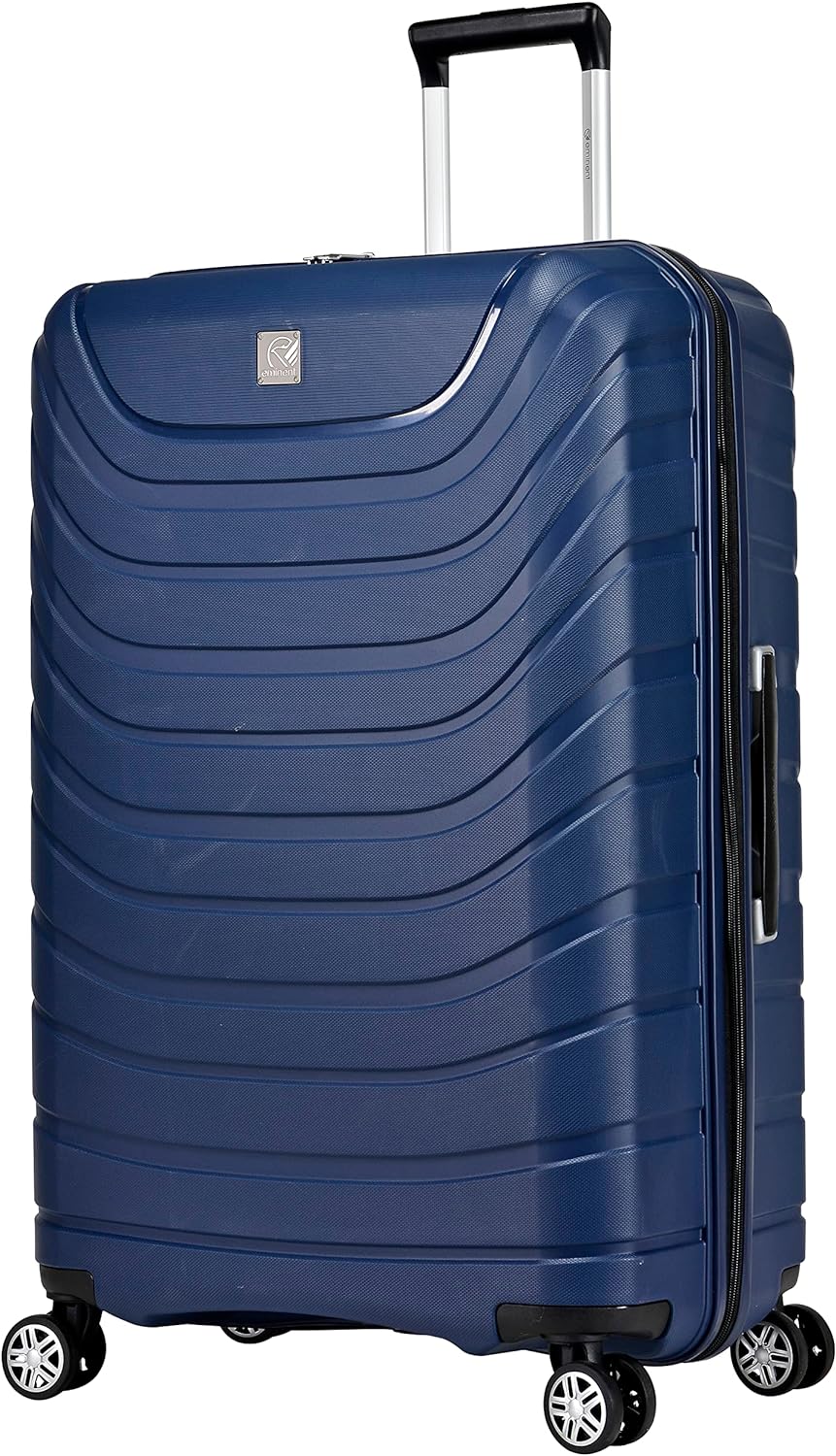 Eminent Suitcase Hard Shell Luggage Lightweight Polypropylene Quiet Double Wheels TSA Lock B0011 (Checked Luggage 24-Inch, Dark Blue)