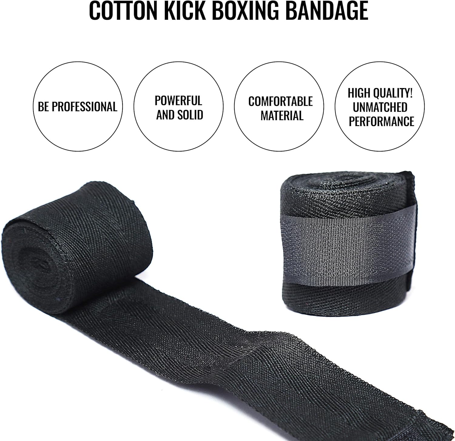 Sagreeny 2.5M Cotton Kick Boxing Bandage Wrist Straps Hand Protection – (2pc, Black) Sport Boxing Bandage Muay MMA Taekwondo Hand Gloves Wraps