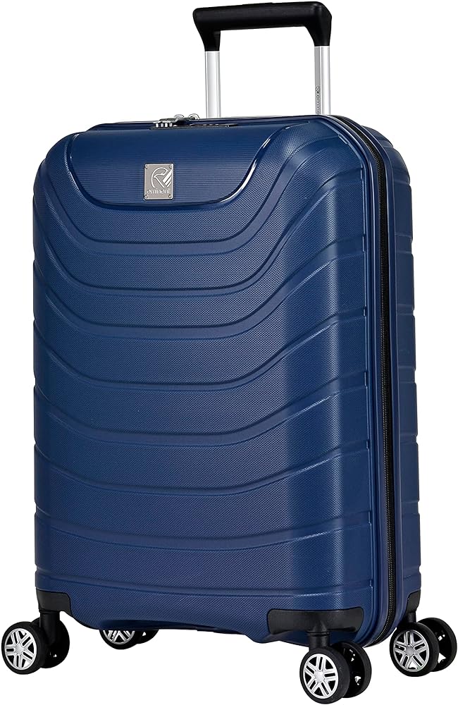 Eminent Suitcase Hard Shell Luggage Lightweight Polypropylene Quiet Double Wheels TSA Lock B0011 (Checked Luggage 24-Inch, Dark Blue)