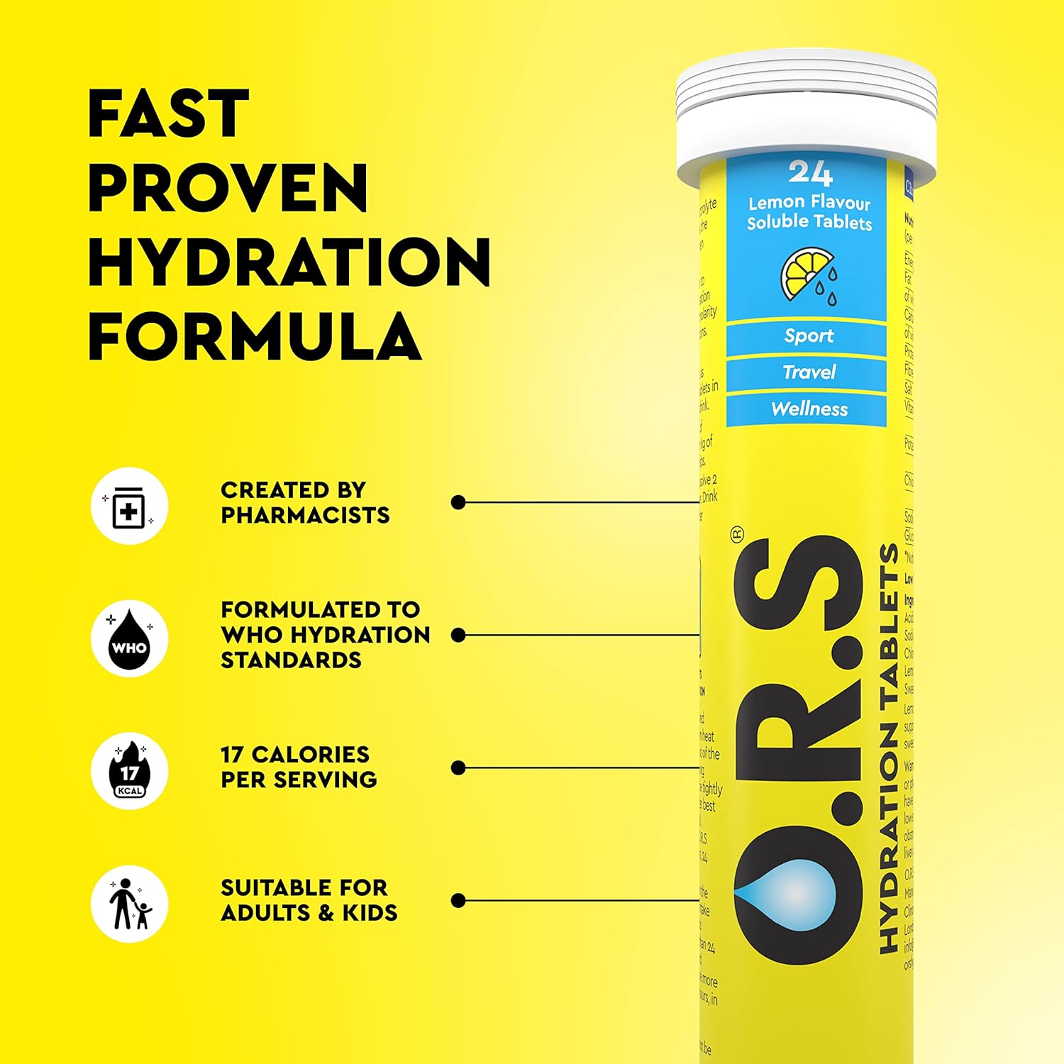 O.R.S Hydration 24-Tablets, Lemon