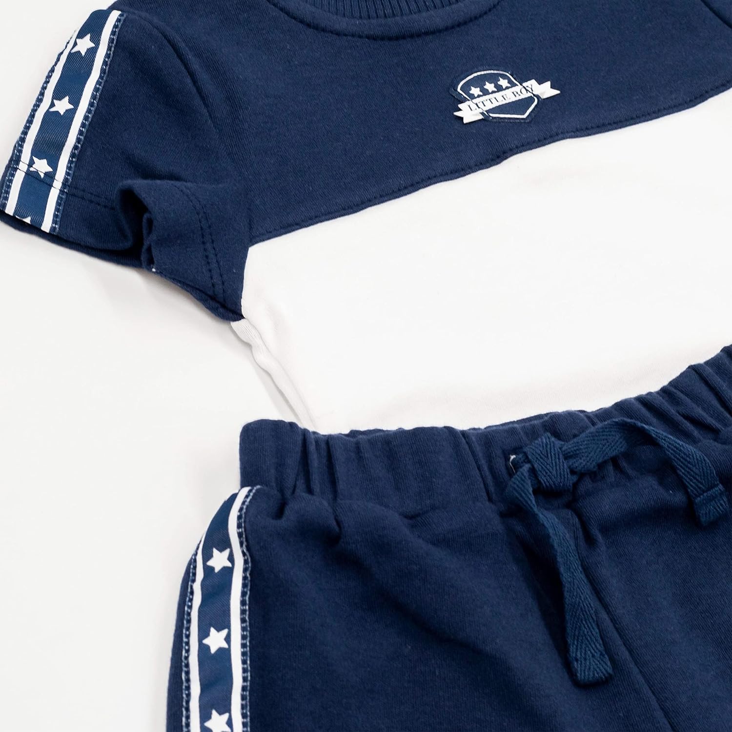 MOON 100% Cotton Polo T-shirt & pull on shorts 3-6M Blue - Navy Sports
