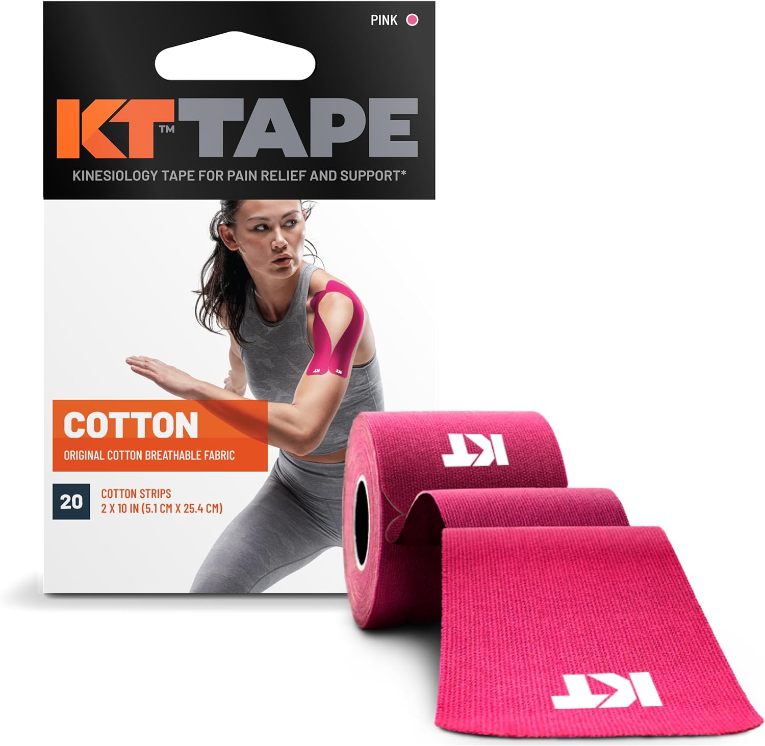 KT Tape Original Cotton Elastic Kinesiology Therapeutic Athletic Tape, 20 Pack, 10” Cut Strips Brand: KT Tape