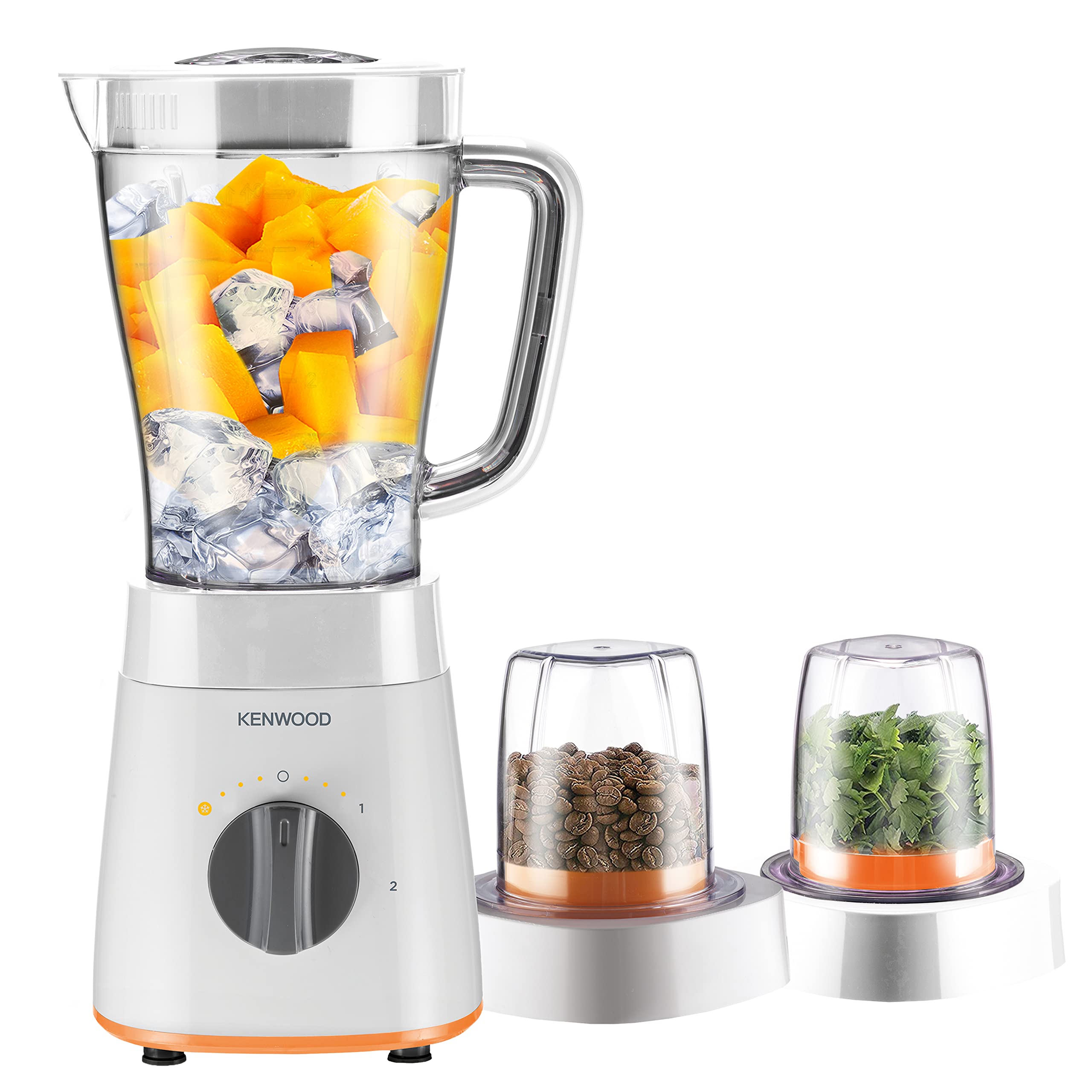 Kenwood Blender, 500W, 2L, Ice Crush Function, Multi Mill, Grinder, Chopper, 2 Speeds, BLP15.360WH, White