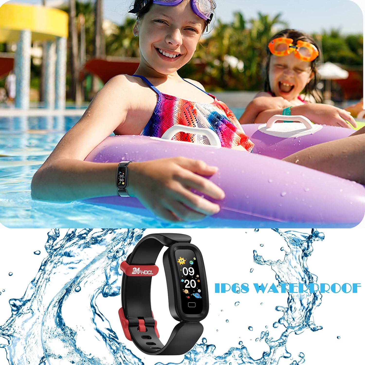 24HOCL Smart Watch for Kids Girls Boys, Activity Fitness Tracker with Heart Rate Sleep Monitor Alarm Clock Sedentary Drink Water Reminder Watch for Kids 5+ Birthday Gifts