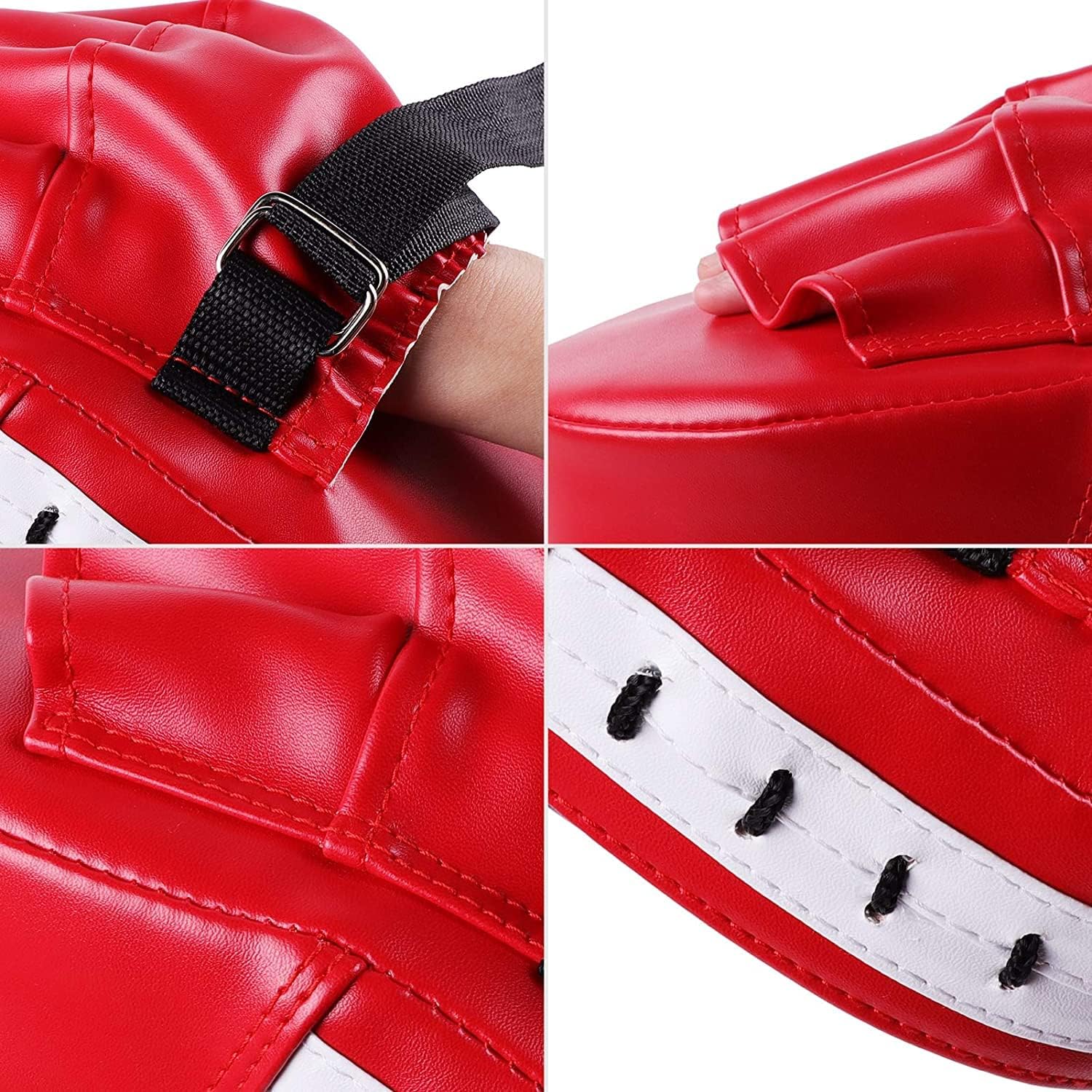 1Pcs Boxer Target Punching Mitts Kickboxing Muay Boxing Mitts Training Focus Punch Mitts Bags Hand Target Pads for Kids, Men & Women (Red and Black)