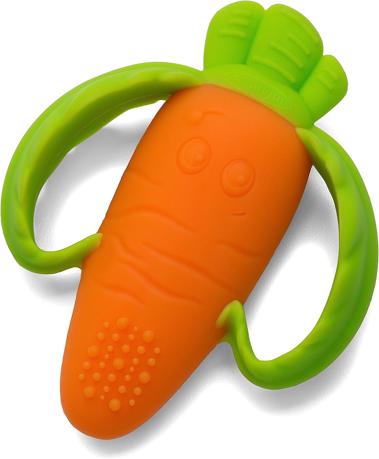 SHOWAY Textured Silicone Carrot Teether Baby Sensory Teether Toy for Infants Teething Toys for Newborns BPA Free Infant and Toddler Silicone Teethers