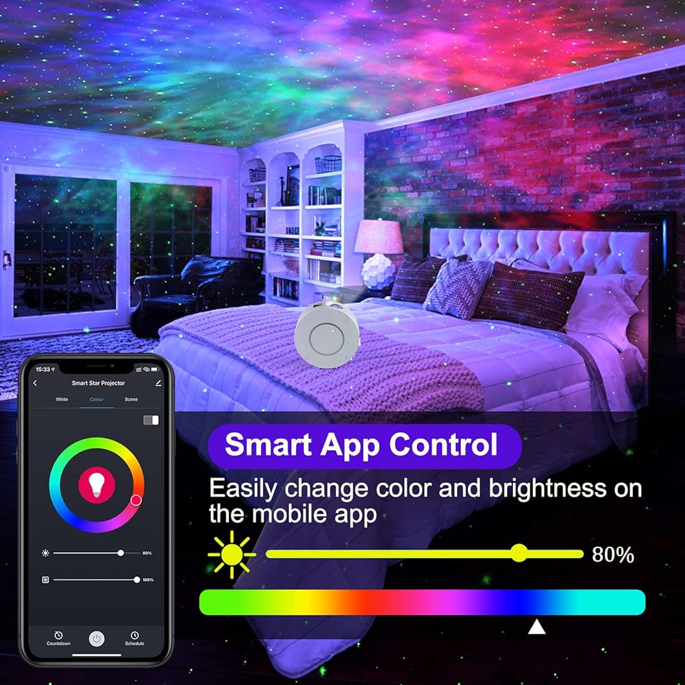 Immver Galaxy Star Projector, Smart WiFi App/Voice Control, 3D LED Galaxy Projector Night Light with Nebula, Compatible with Google Assistant, RGB Dimmable, Timing, for Kids Bedroom Party Decor