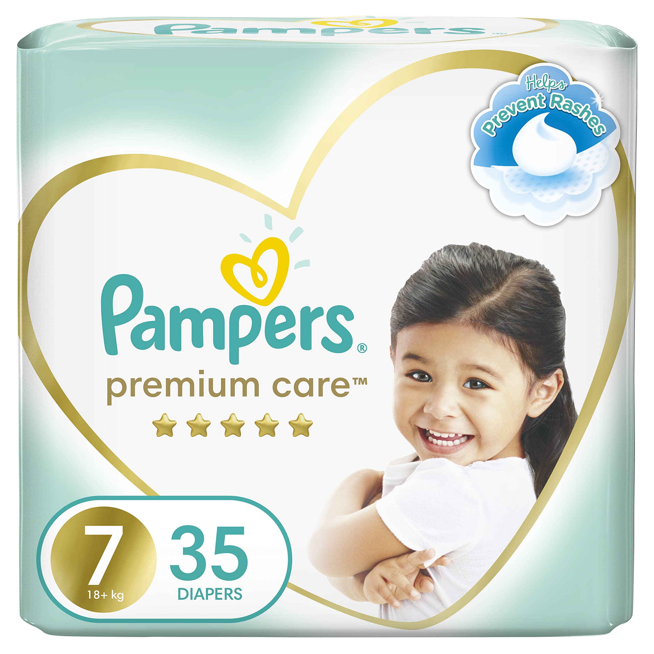 Pampers Premium Care, Size 7, Extra Large+, 18+ kg, 35 Diapers