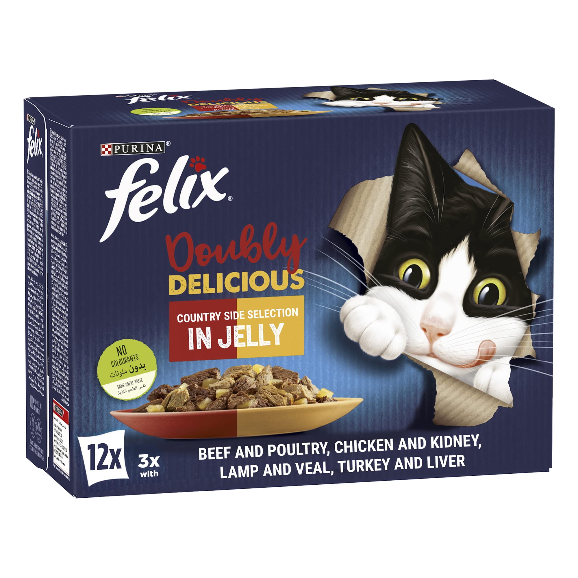 Felix Purina Naturally Delicious Countryside Selection in Jelly Wet Cat Food, 85g (12 Pouches)