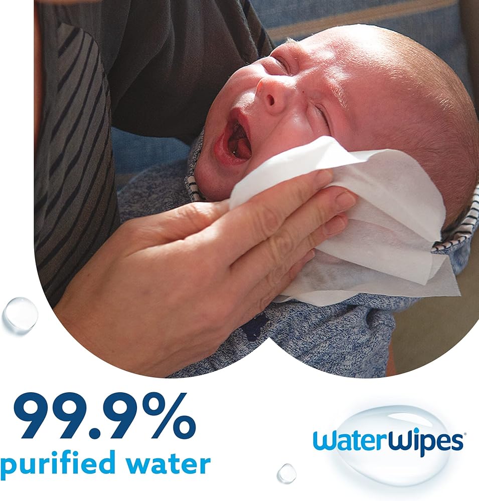 WaterWipes Original Plastic Free Baby Wipes, 540 Count (9 packs), 99.9% Water Based Wet Wipes & Unscented for Sensitive Skin