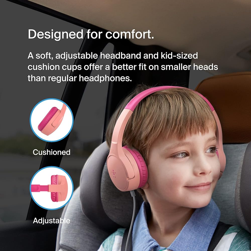 Belkin SoundForm Mini Kids Wireless Headphones with Built in Microphone, On Ear Headsets Girls and Boys For Online Learning, School, Travel Compatible with iPhones, iPads, Galaxy and more - Blue