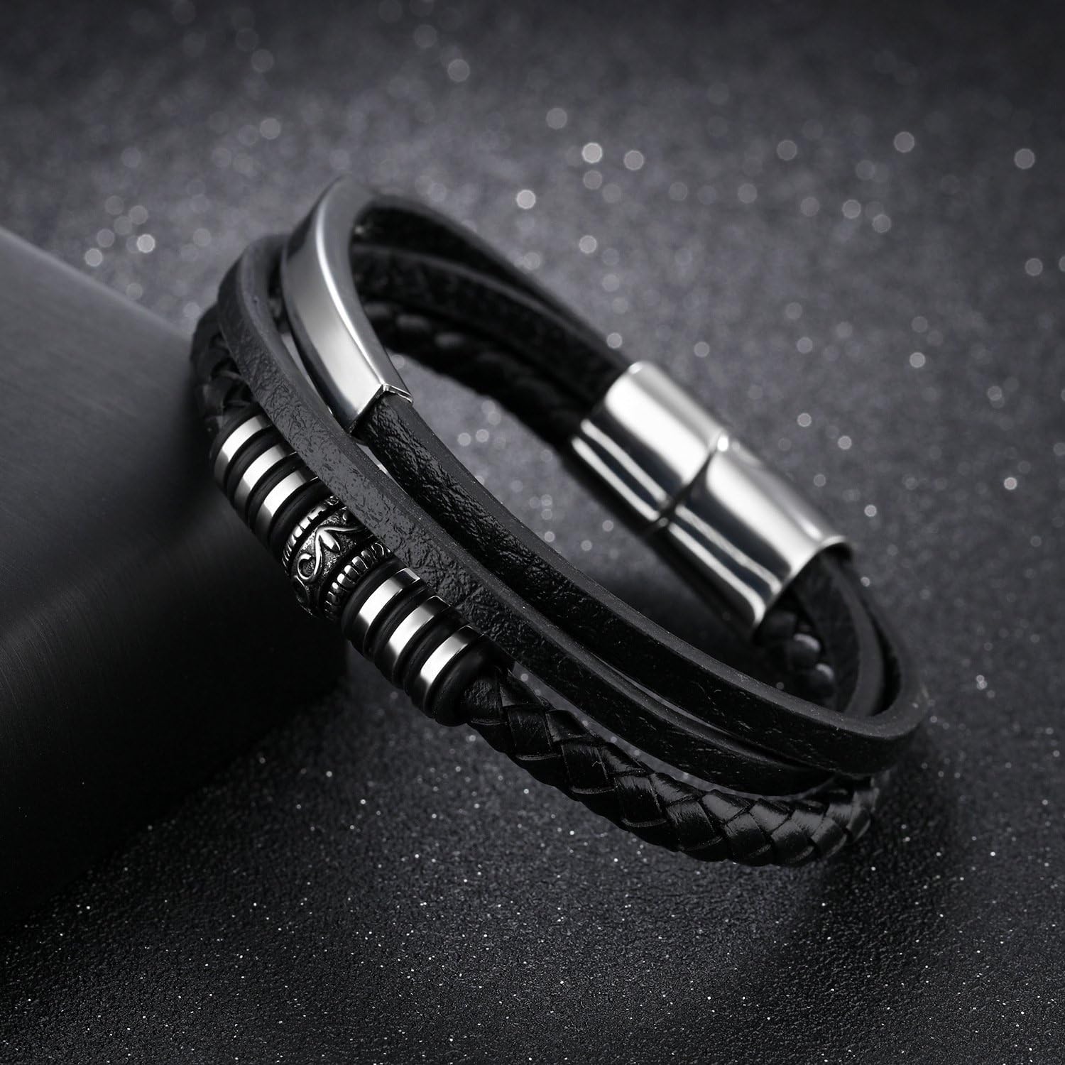 ORiTi Mens Leather Bracelet Premium Braided Leather Bracelet for Men and Women with Stainless Steel Magnetic Clasp Braided Bracelets for Men Leather Cuff Boys Bracelet