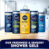 NIVEA MEN 3in1 Shower Gel Body Wash, Cool Kick 24h Fresh Effect Masculine Scent, 250ml