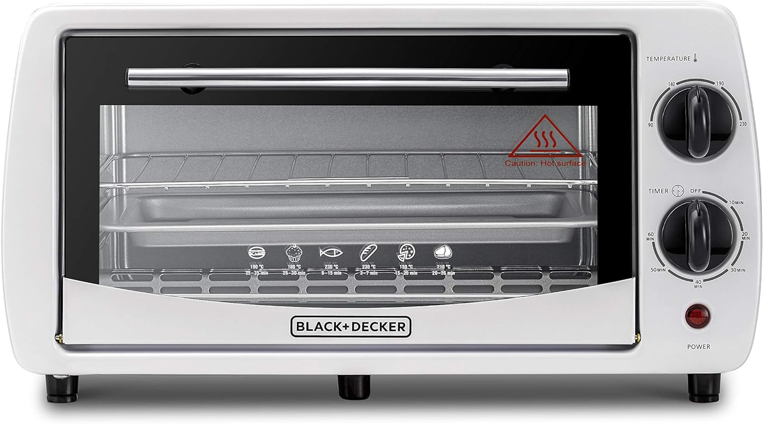 BLACK+DECKER 800W 9L Toaster Oven, 90-230° Temp Setting Double Grill With Convection, Double Glass Door For Safety With Multiple Accessories, For Toasting/ Baking/Broiling TRO9DG-B5