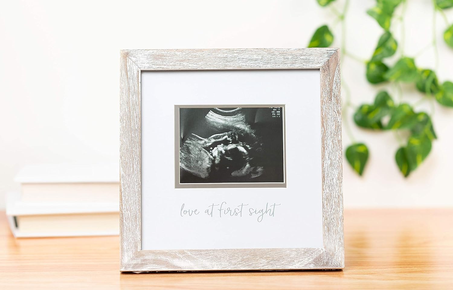 Pearhead Rustic Sonogram Frame, Love at First Sight Ultrasound Frame, Gender Neutral Baby Nursery Décor for Baby Girl or Baby Boy