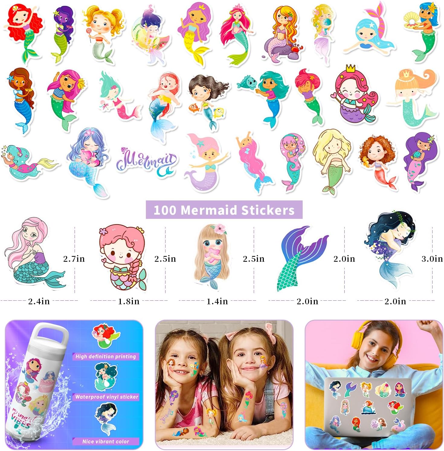 Yoawllty Toys for Girls, Mermaid Party Favors Supplies with Bracelets Rings Keychains Tattoo Stickers and Mermaid Bag (Mermaid)