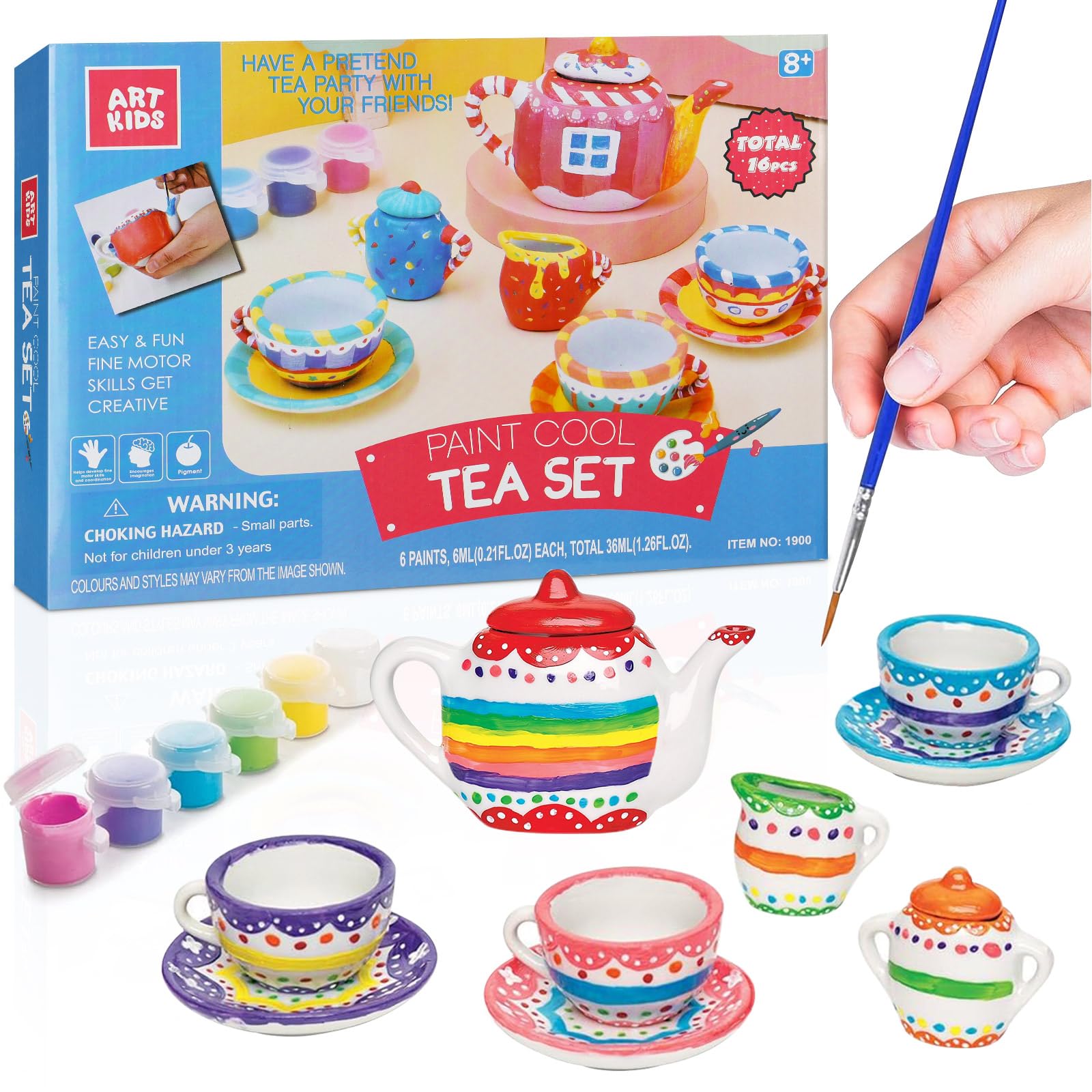 Paint Your Tea Set-Gift Toy for Girl-DIY Tea Set Craft & Arts and Crafts Kit for Kids, Fun Tea Party & Art Supplies for Girl Aged 8-12, Cute Toys Girls Boy Birthday Gift Ages 4 5 6 7 8 9 10 11 12+