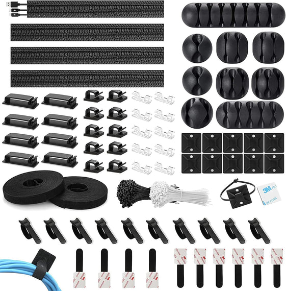 ANYOUI 273 Pcs Cable Management Organizer Kit, Cable Organizer for Home and Office. Useful for Power Cord, Desktop Cable Clips Bundle, USB Cable, TV Cable, PC, Home Office Cord Holder for Desk etc
