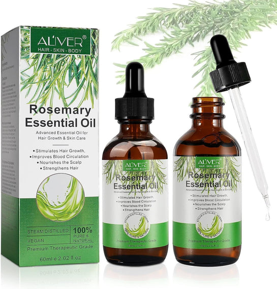 Rosemary Essential Oils (2 Pack), Rosemary Oil for Hair Growth Organic, Pure Natural, Reduce Hair Loss, Deeply Nourishing Scalp, Improves Blood Circulation, Rosemary Hair Growth Oil, Aromatherapy