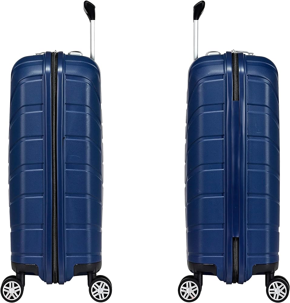 Eminent Suitcase Hard Shell Luggage Lightweight Polypropylene Quiet Double Wheels TSA Lock B0011 (Checked Luggage 24-Inch, Dark Blue)