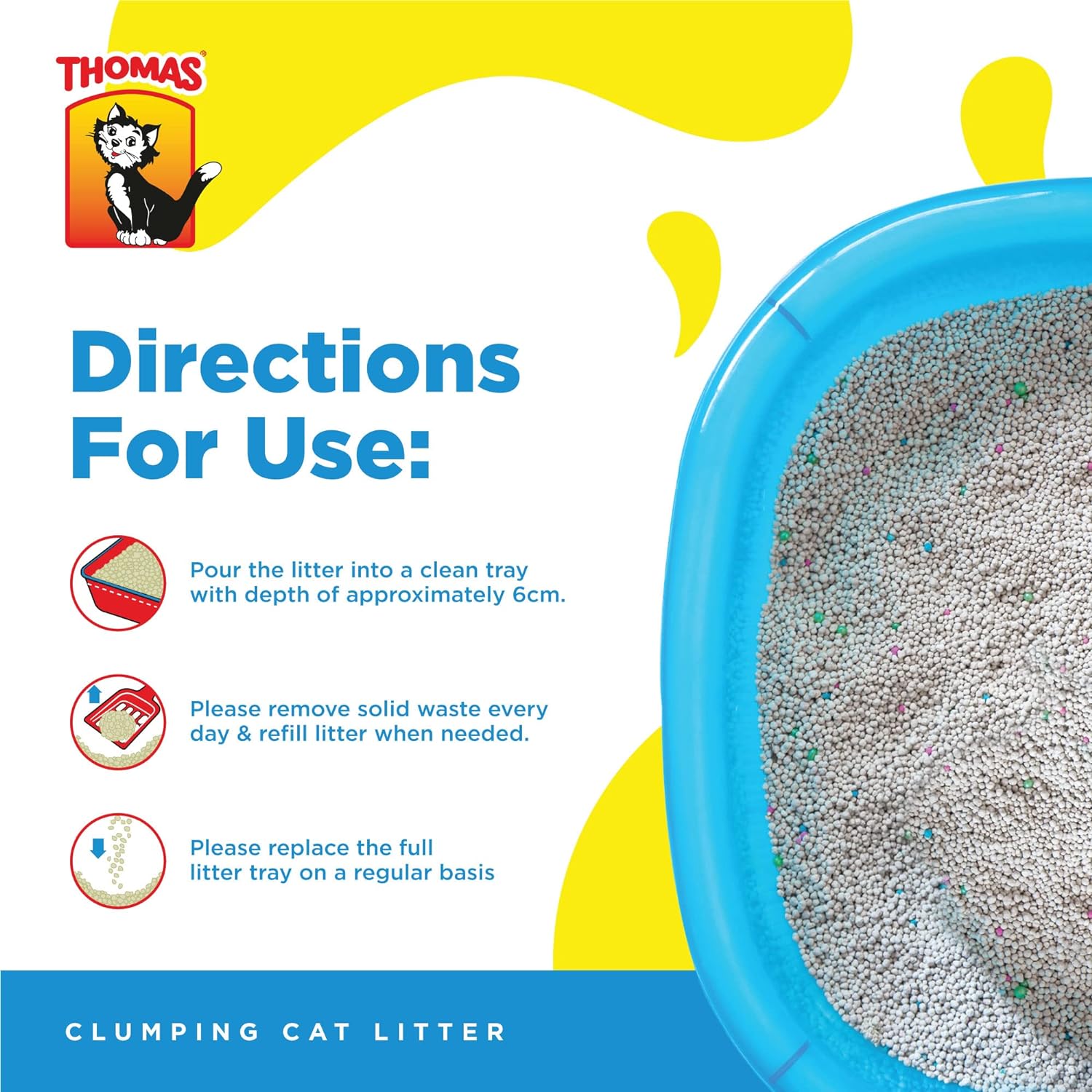 Thomas Cat Litter, Natural Minerals Litter Sand, it's Clumping and Highly Absorbent Nature Ensures Your Cat to Come Back to its Cat Litter Box with Comfort, Bag of 5kg