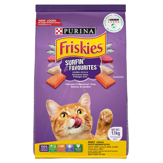 Purina Friskies Surfin Favourites Dry Cat Food 1.1kg