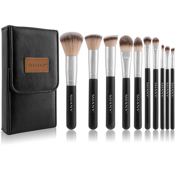 SHANY Black OMBRÉ Pro 10 PC Essential Brush Set with Travel Pouch