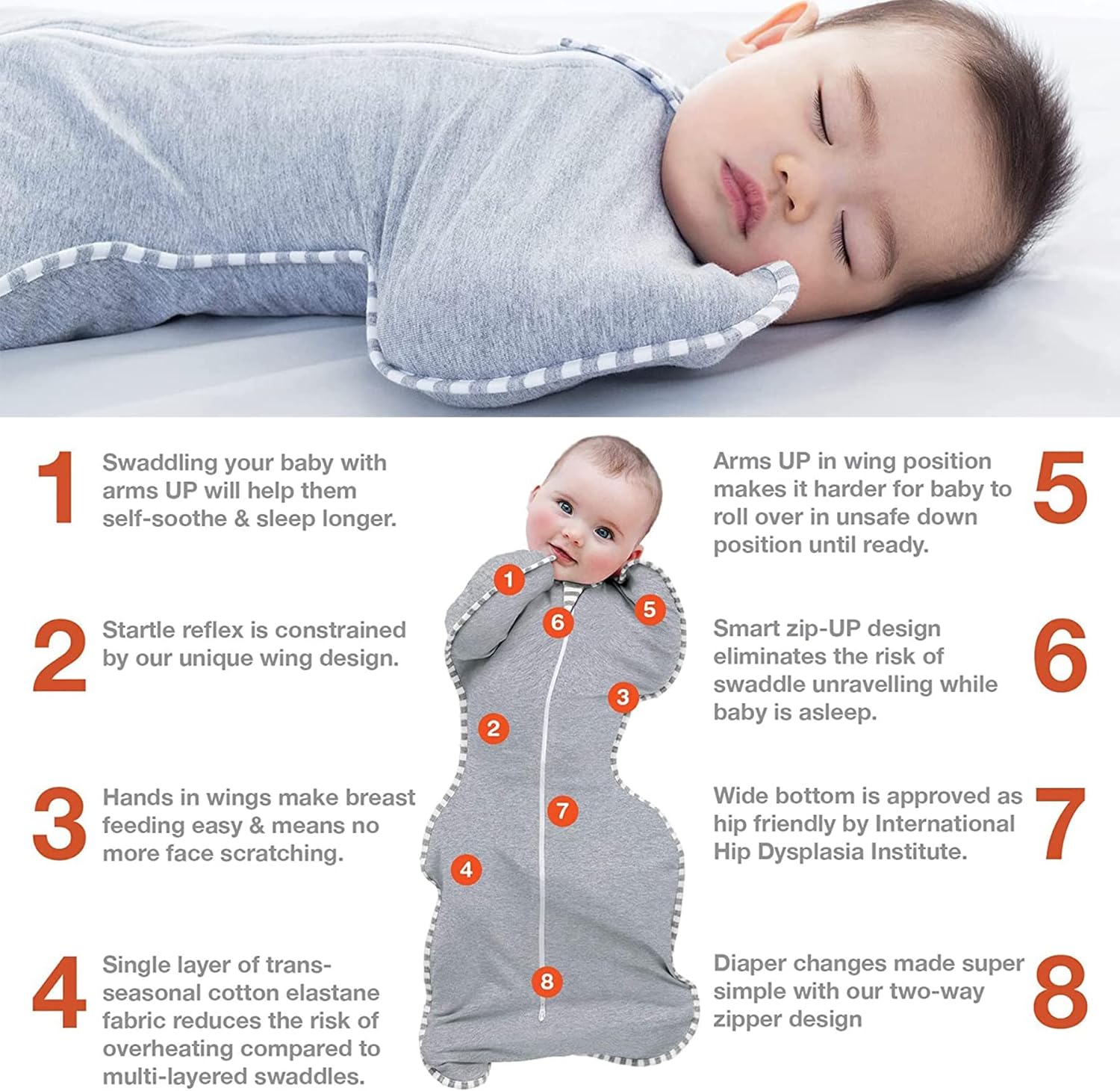 Baby Swaddle Wrap Swaddle Blanket For 0-3 Months Baby Girls And Boys Receiving Swaddling Wrap Boys Girls Ultra-Soft Newborn Sleeping Wraps for Infant Baby Gift - Grey