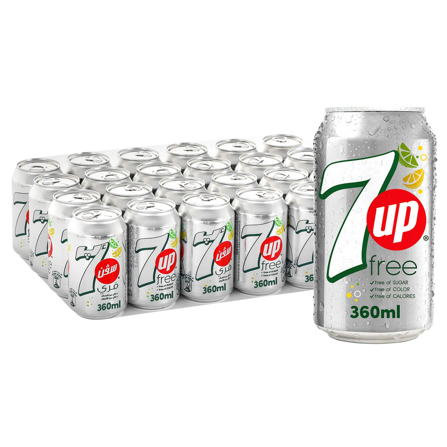 7Up Free, Carbonated Soft Drink, Cans, 24X360Ml