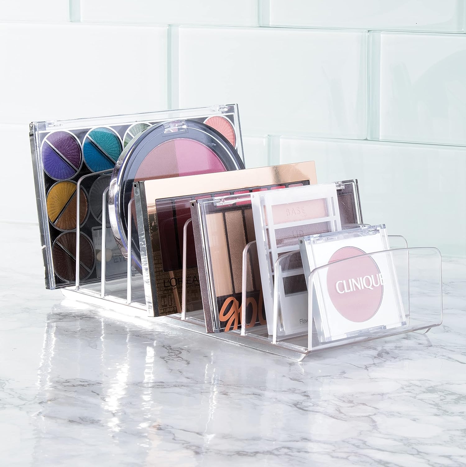 Idesign Bpa-Free Plastic Divided MakEUp Palette Cosmetic Organizer, The Clarity Collection – 9.25" X 3.86" X 3.2", Clear