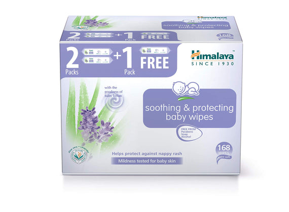 Himalaya Soothing & Protecting Baby Wipes Alcohol & Paraben Free for Sensitive Skin - 168 Wipes