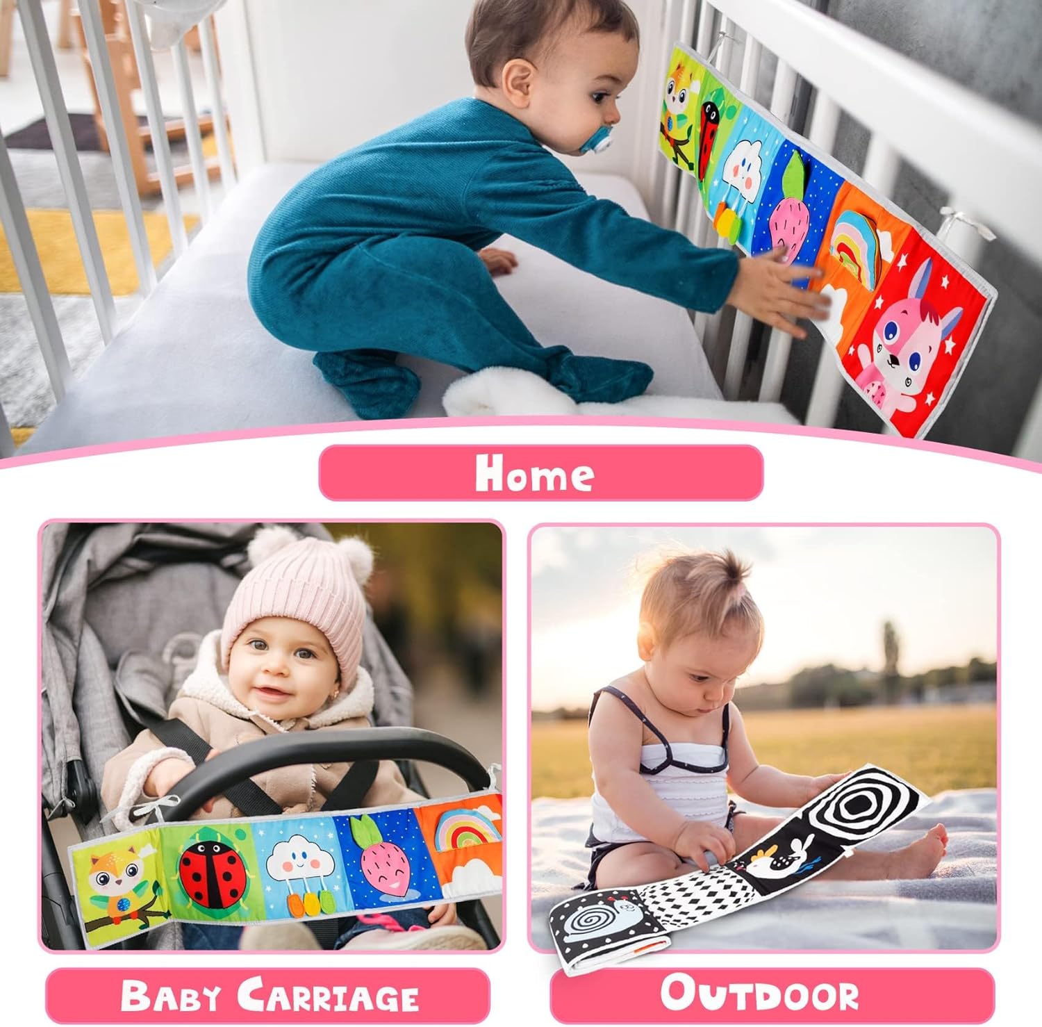 Baby toys 0-6-12 months boy girl gifts,infant tummy time toys 0-3-6 months, black and white high contrast soft baby books for 0-6 months, montessori senory toys for babies 6-12 months newborn toys