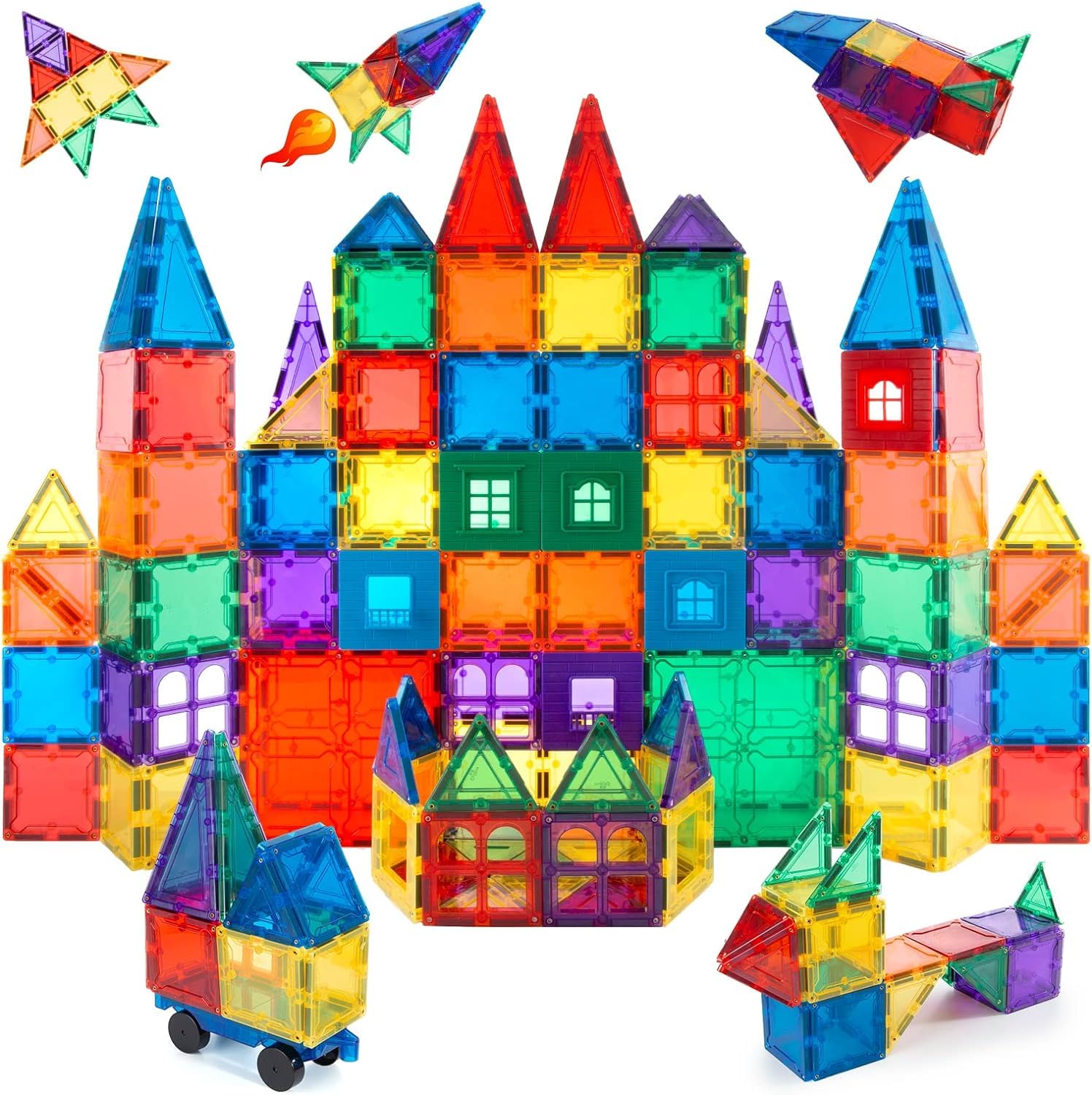 Himms 60 Piece Magnetic Tile Set -3D Magnet Building Blocks - High quality educational toys suitable for your child - Upgraded version with powerful magnets - Creativity, imagination, inspiration