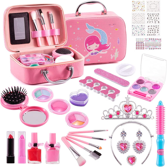 Kids Makeup Kit for Girls, Washable Make Up Set 32pcs Toy for Kids Girls Makeup for Children, Kids Makeup Sets for Girls Birthday Gifts for 5 6 7 8 9 10 Year Old Girls Tiokkss