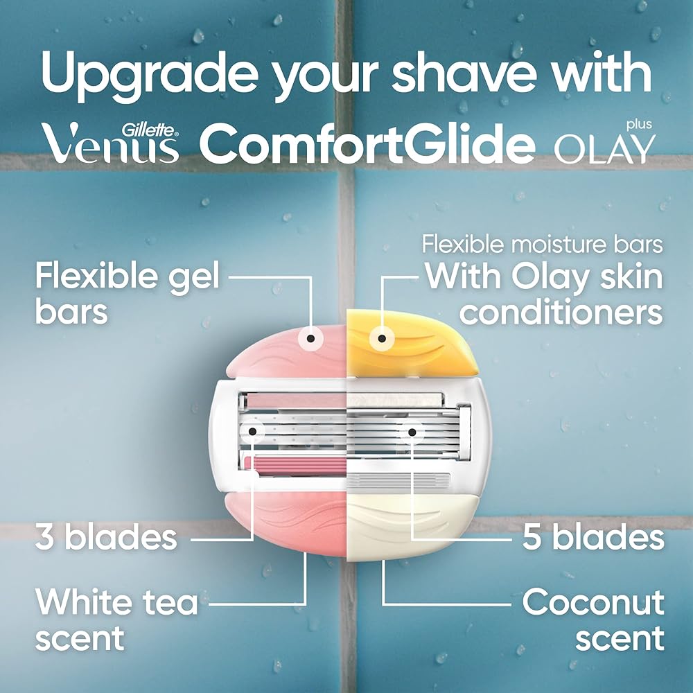 Gillette Venus ComfortGlide plus Olay Coconut Women's Razor Blade Refills, 6 Count (Packaging May Vary)