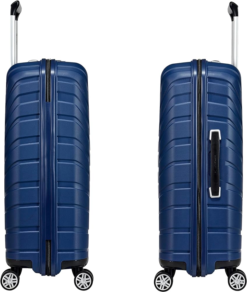 Eminent Suitcase Hard Shell Luggage Lightweight Polypropylene Quiet Double Wheels TSA Lock B0011 (Checked Luggage 24-Inch, Dark Blue)