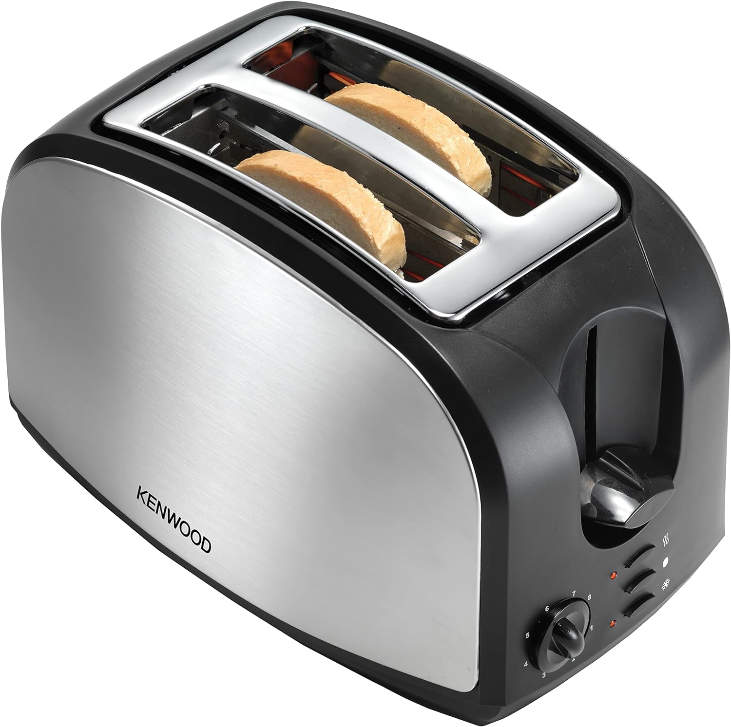 Kenwood Toaster, 900W, 2 Slices, Reheat Function, Removable Limescale Filter, Metal Wrap, Adjustable Browning Control, Defrost, Cancel Function, TCM01.A0BK, Silver