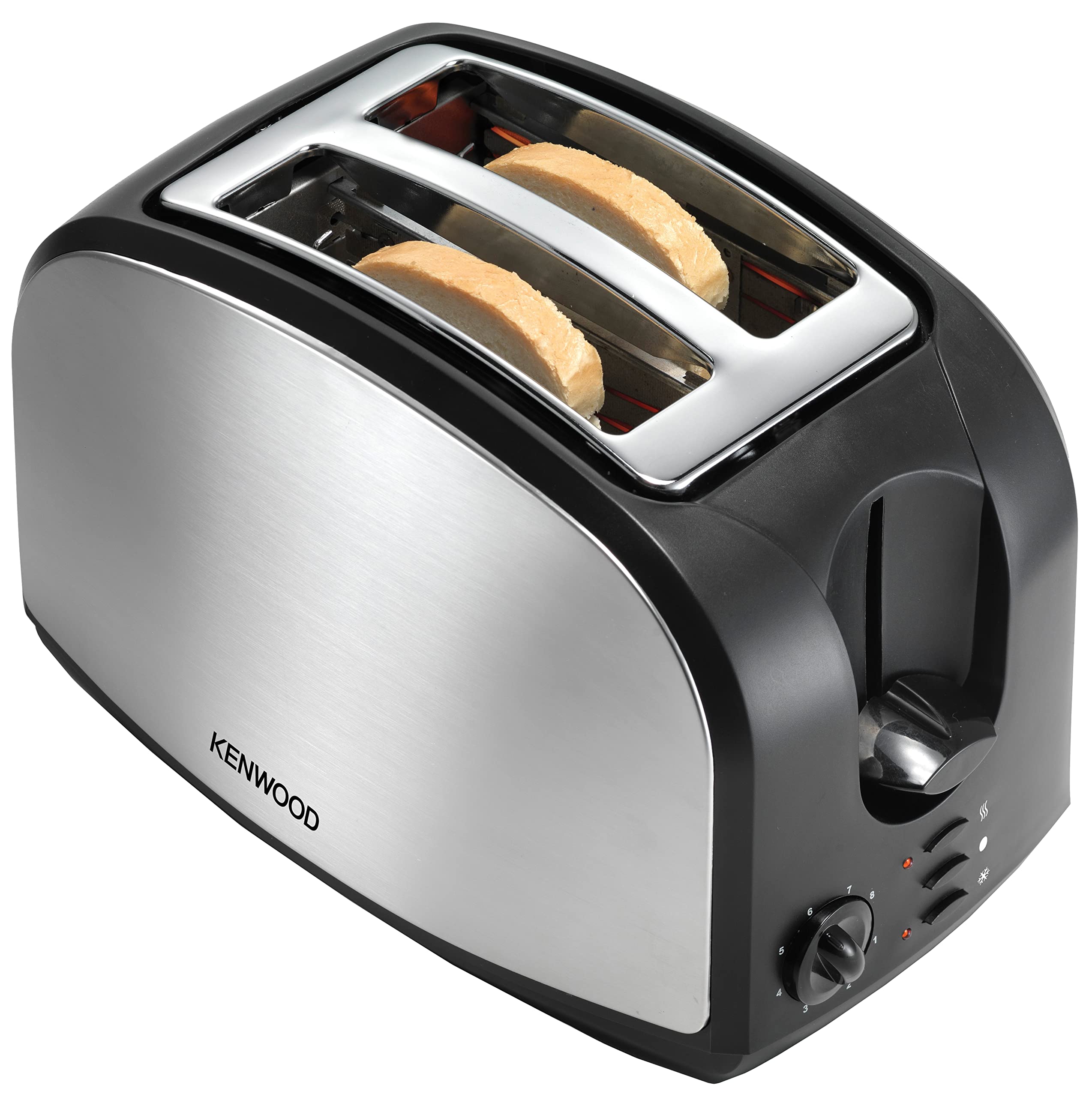 Kenwood Toaster, 900W, 2 Slices, Reheat Function, Removable Limescale Filter, Metal Wrap, Adjustable Browning Control, Defrost, Cancel Function, TCM01.A0BK, Silver