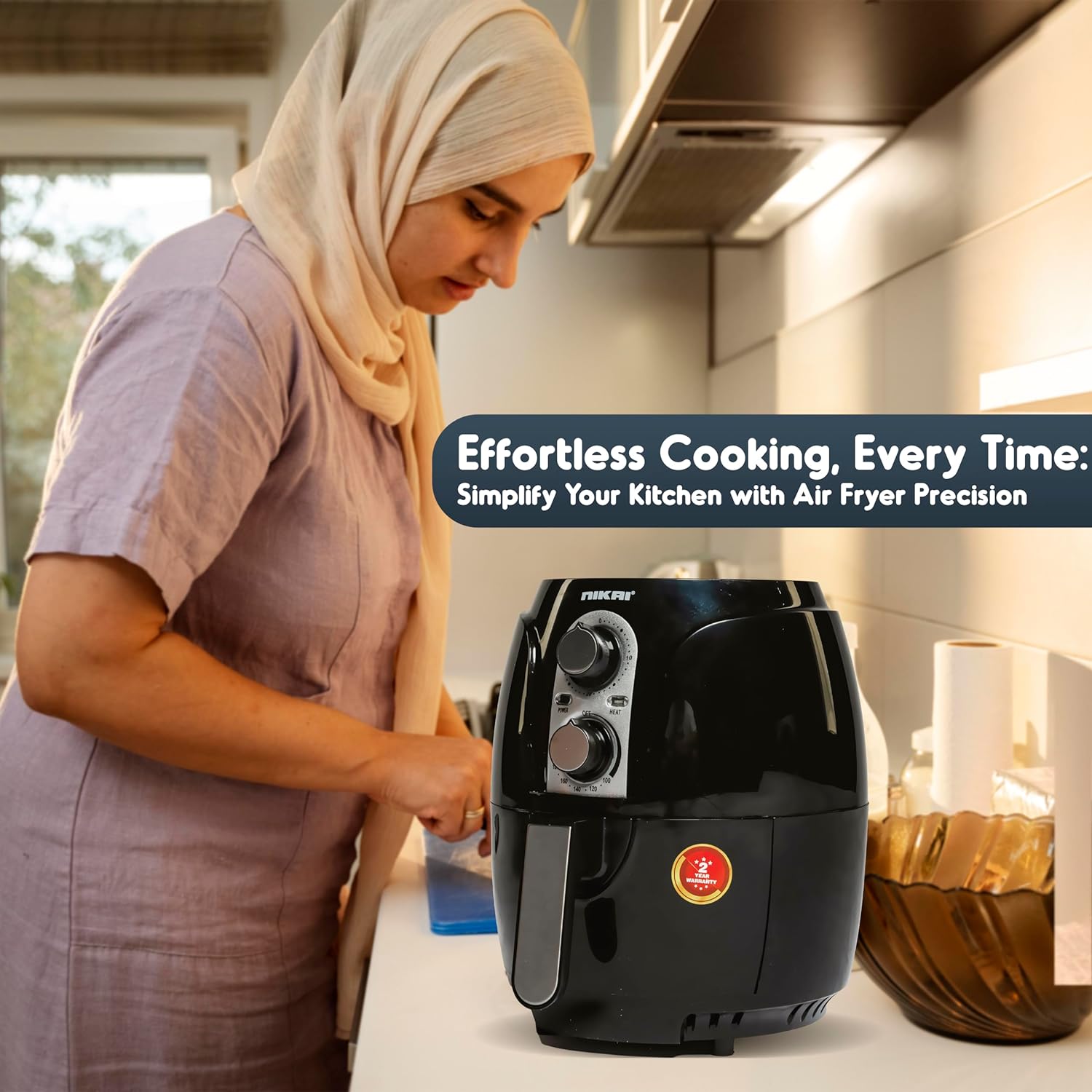 Nikai 3 Liter Air Fryer |1100-1300W|50/60Hz|Black Model No NAF2501M, min 2 yrs warranty