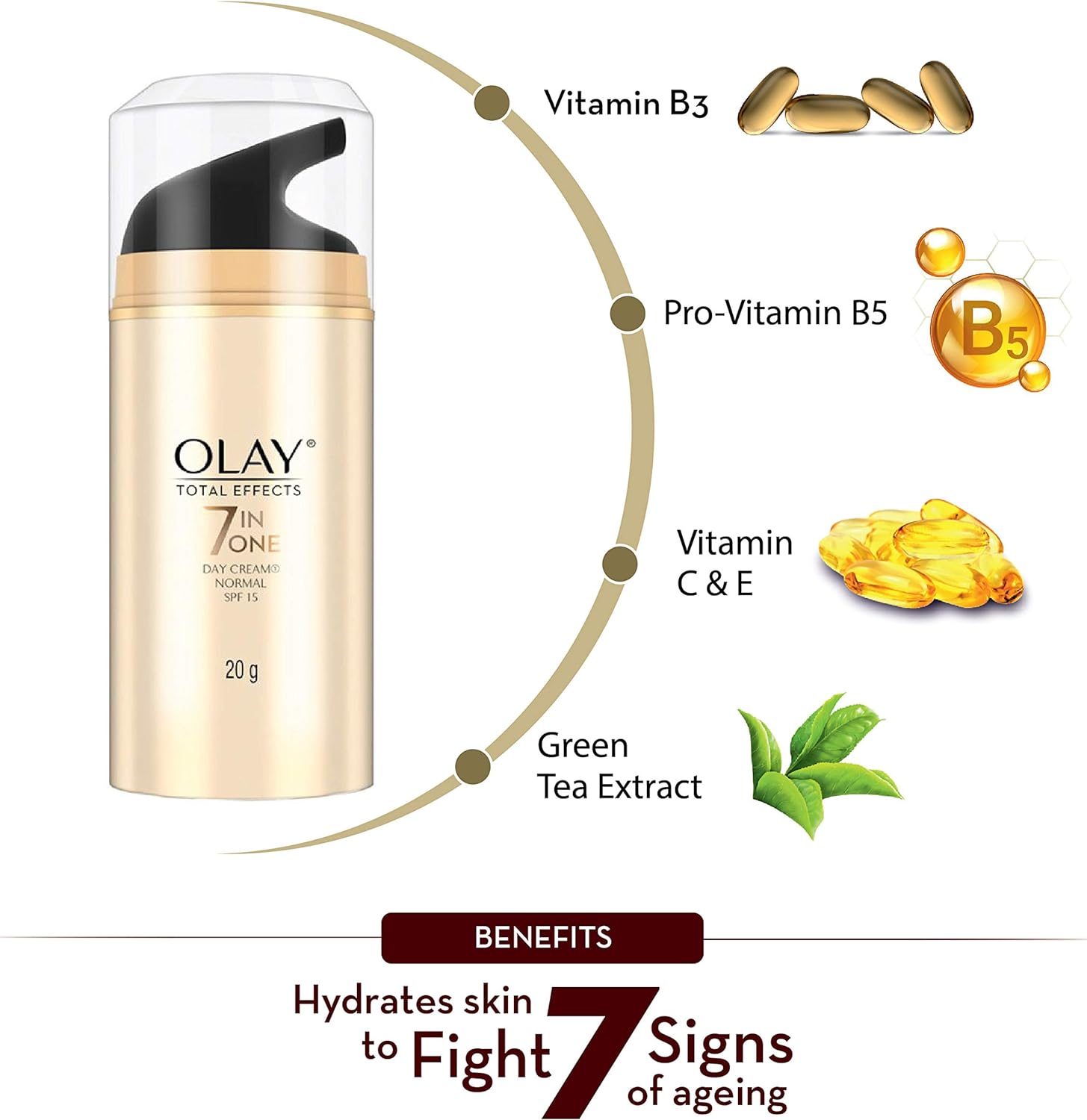 Olay face moisturizer Total Effects 7inOne Anti-Ageing Day cream SPF15 with Vitamin B3, 20 g
