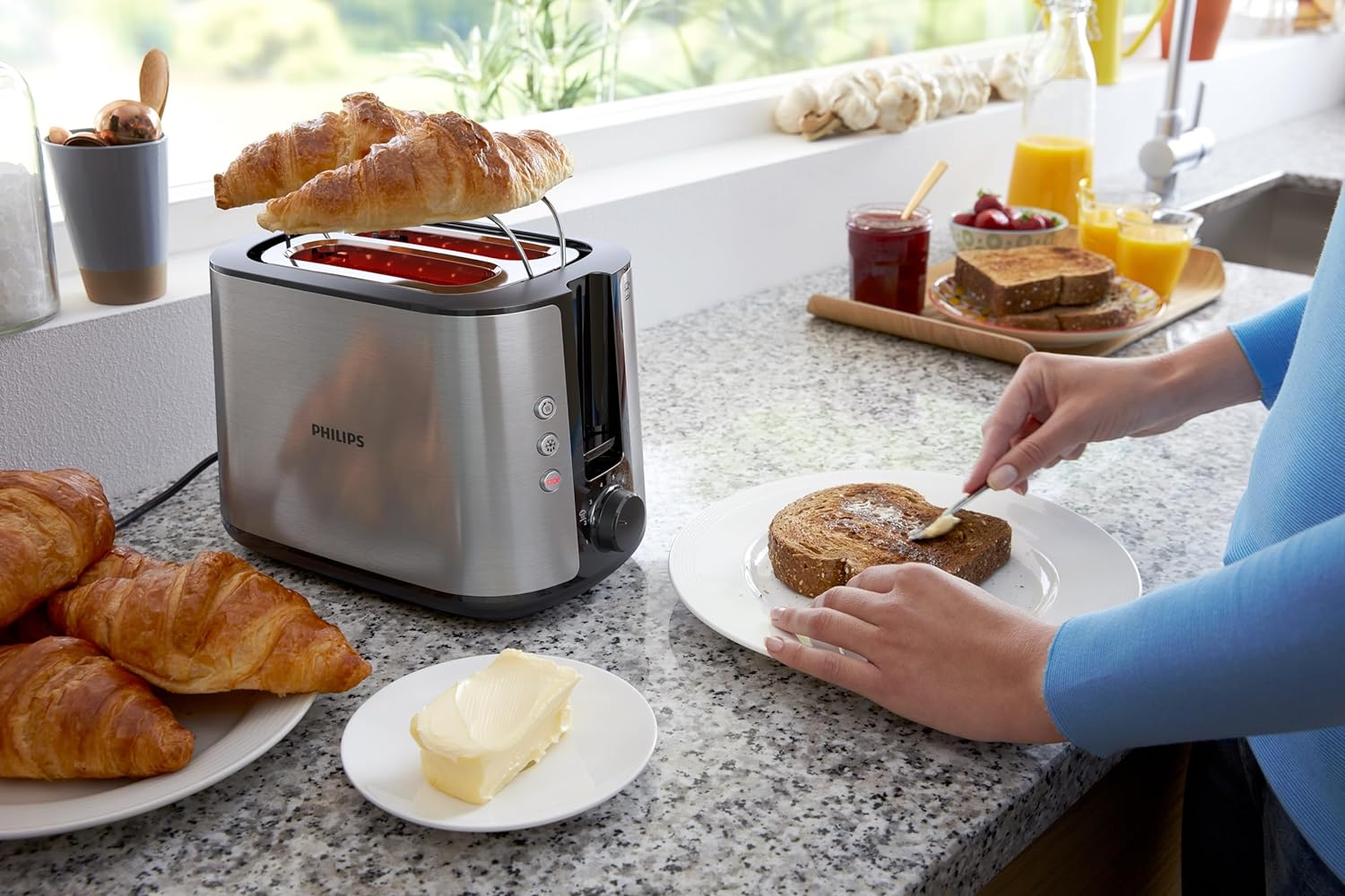 PHILIPS Viva Collection Toaster, Hd2650/91, Stainless Steel/Black