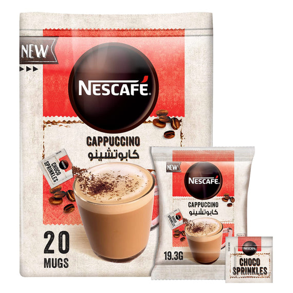 NESCAFÉ Cappuccino Foamy Coffee Mix with Chocolate Sprinkles 19.3g Pouch of 20 Sachets
