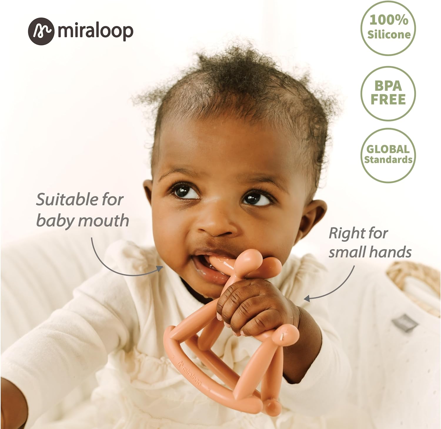 Miraloop Teething Toy for Baby 0-6, 12, 18 Months Infant, Jellydog Never Drop Food Grade Silicone Rocking Teether, Prevent Choking & Odorless, Less Dust and Hair Adhesion, Baby Gift