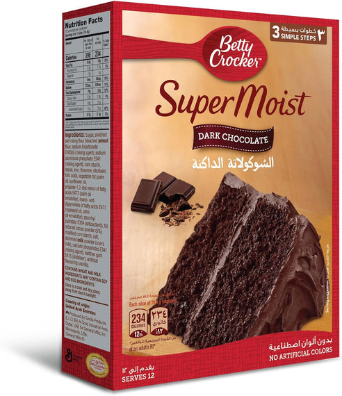Betty Crocker Super Moist Dark Chocolate Cake Mix, 500 Gm