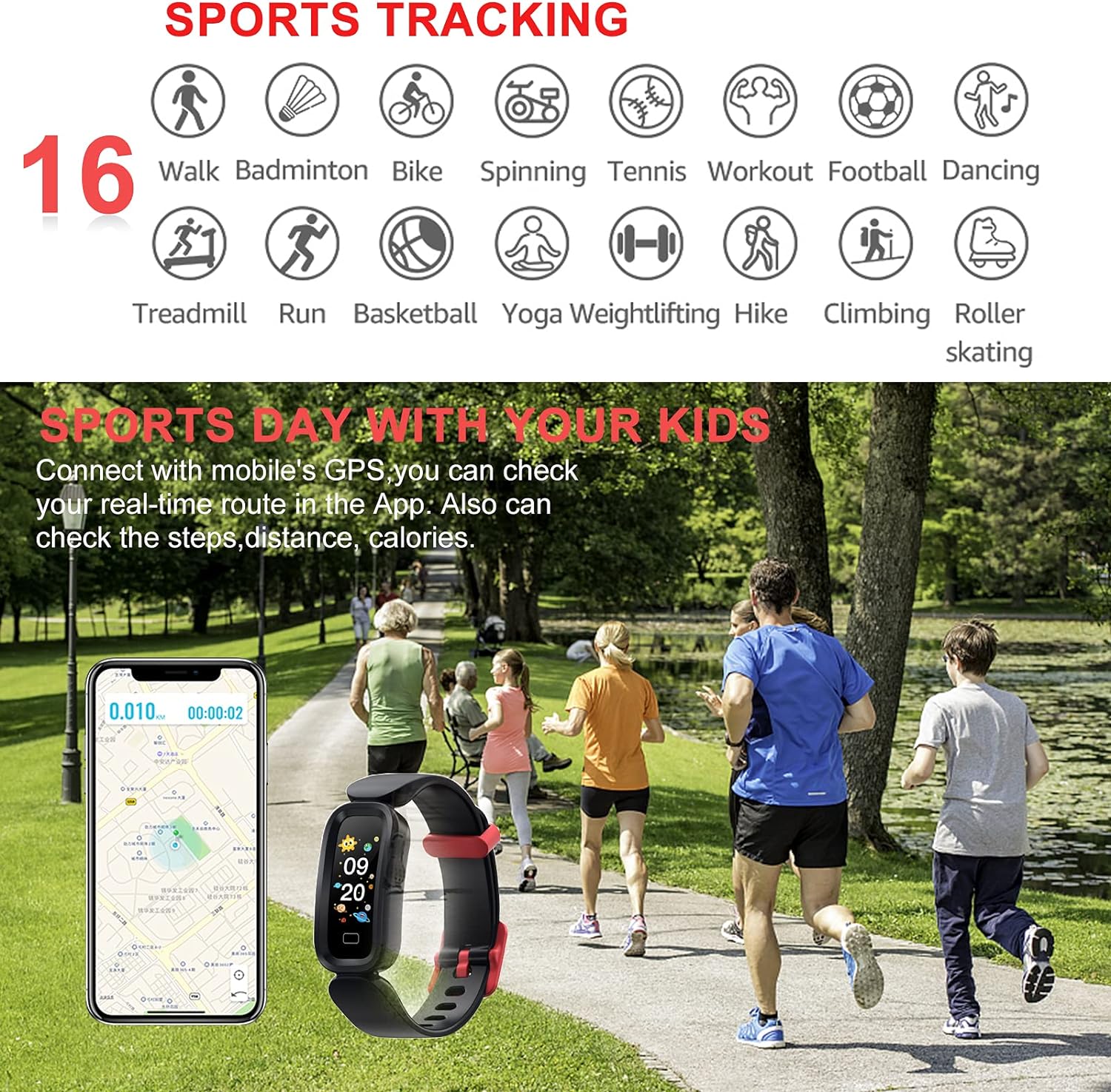 24HOCL Smart Watch for Kids Girls Boys, Activity Fitness Tracker with Heart Rate Sleep Monitor Alarm Clock Sedentary Drink Water Reminder Watch for Kids 5+ Birthday Gifts
