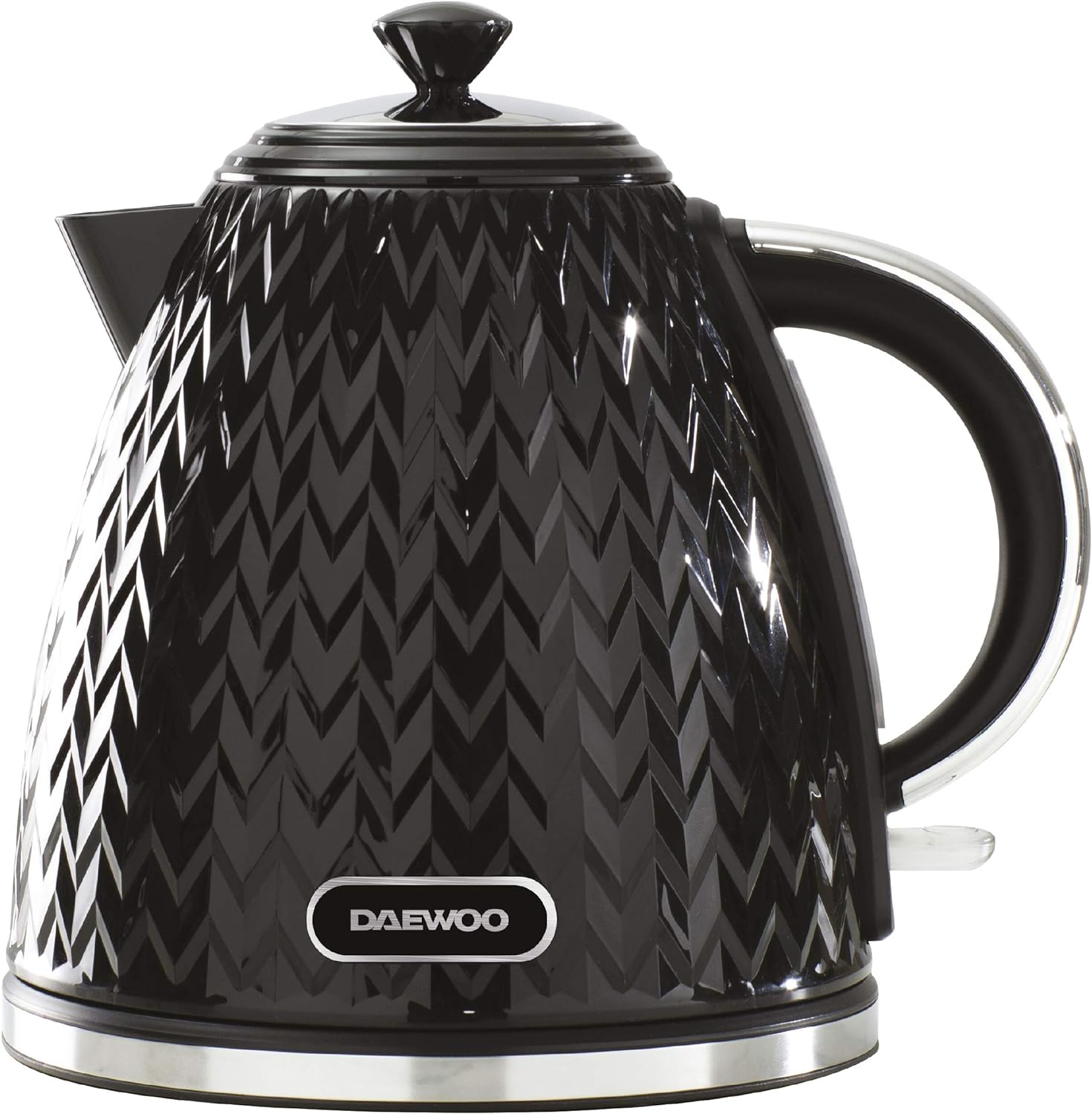 Daewoo SDA1773 Argyle 1.7L Plastic Kettle | Removable & Washable Limescale Filter Lid Opening | Auto/Manual Switch Off Options | 220-240V/50-60Hz/3KW | Concealed Heating Element-Black